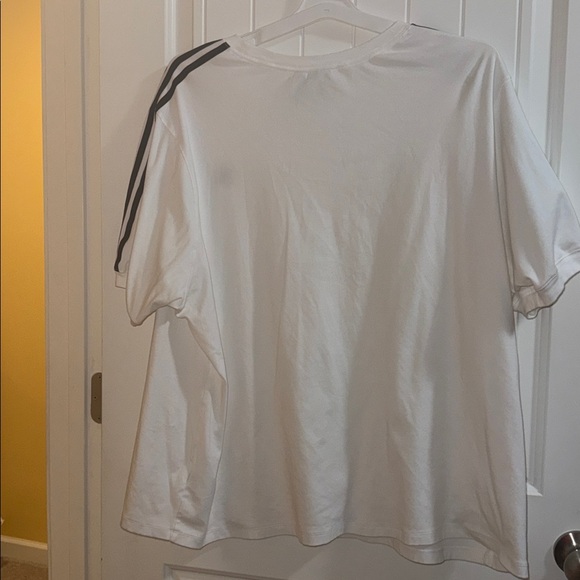 Adidas White Tee with Black Sleeve Stripes - Picture 3 of 4